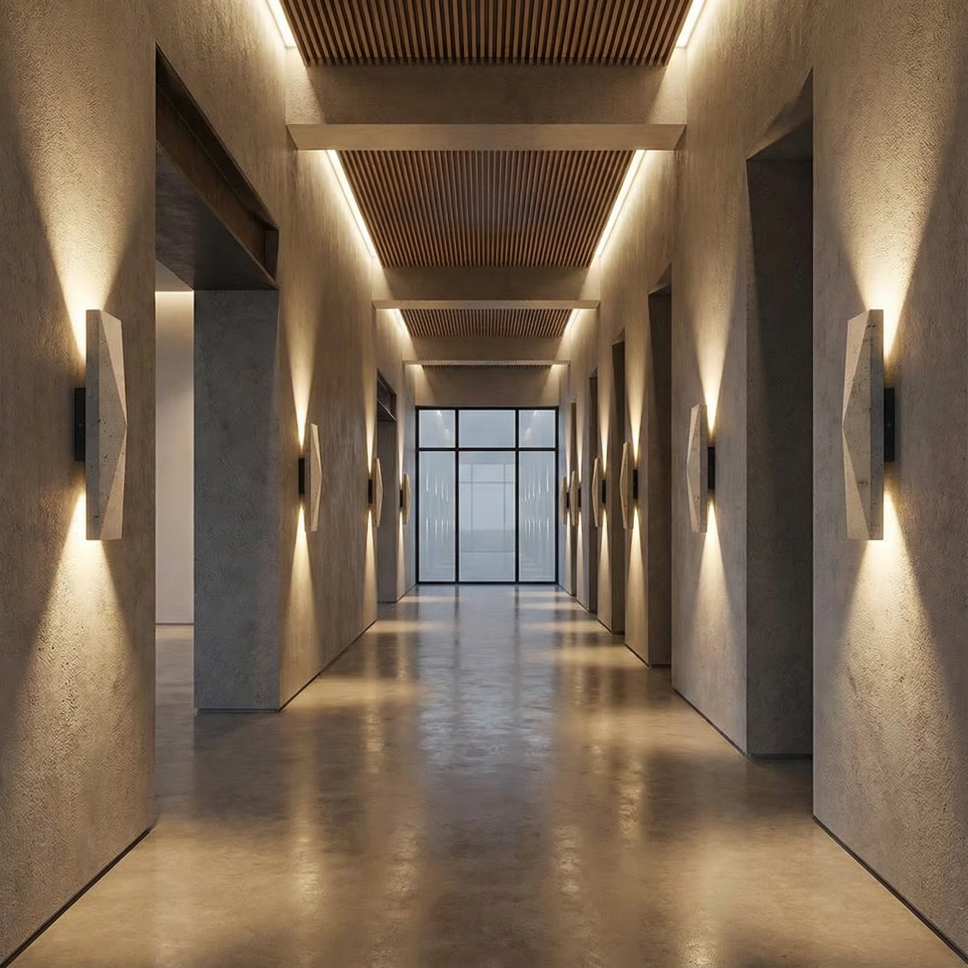 Indoor Japanese-Style Yellow Travertine LED Wall Lamp