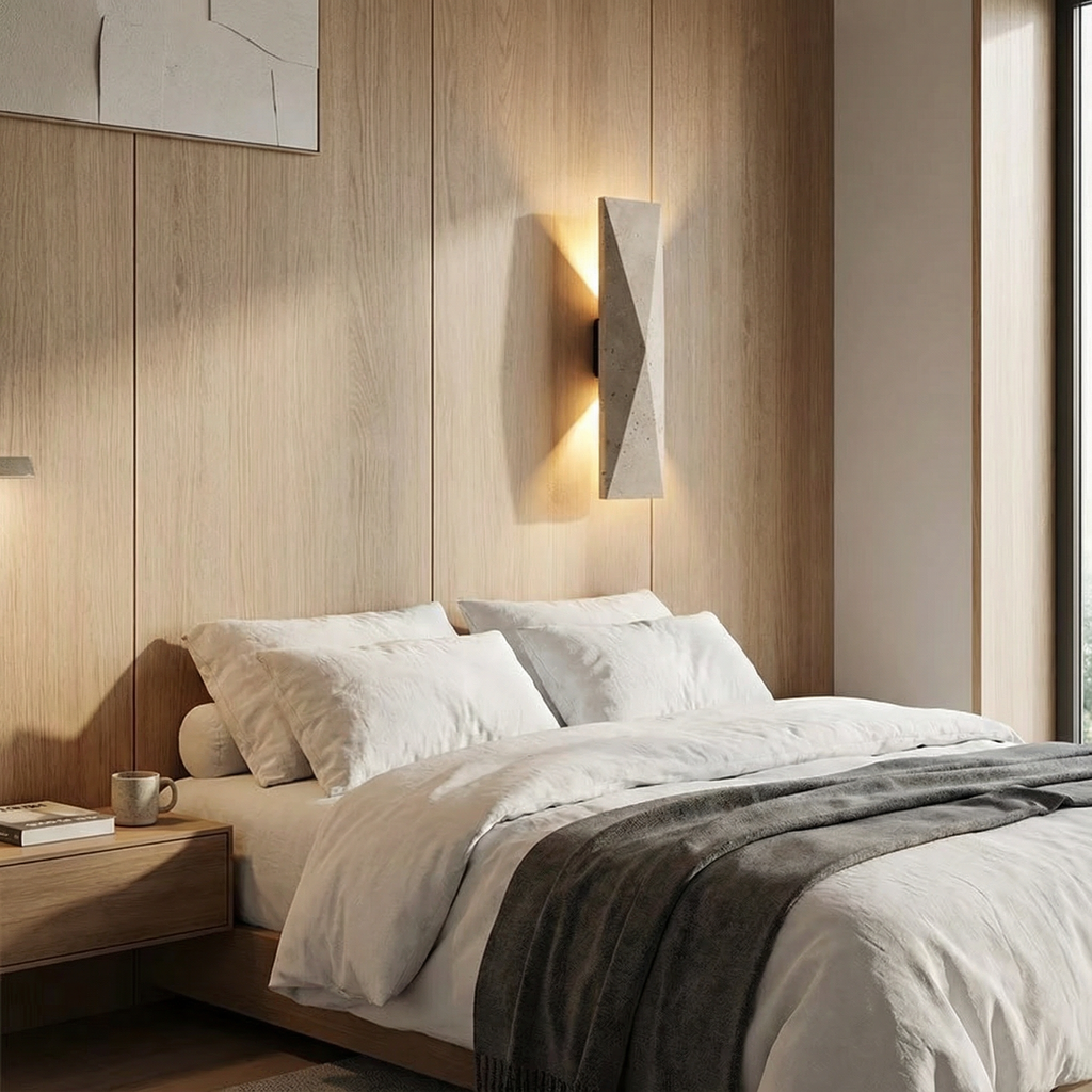 Indoor Japanese-Style Yellow Travertine LED Wall Lamp