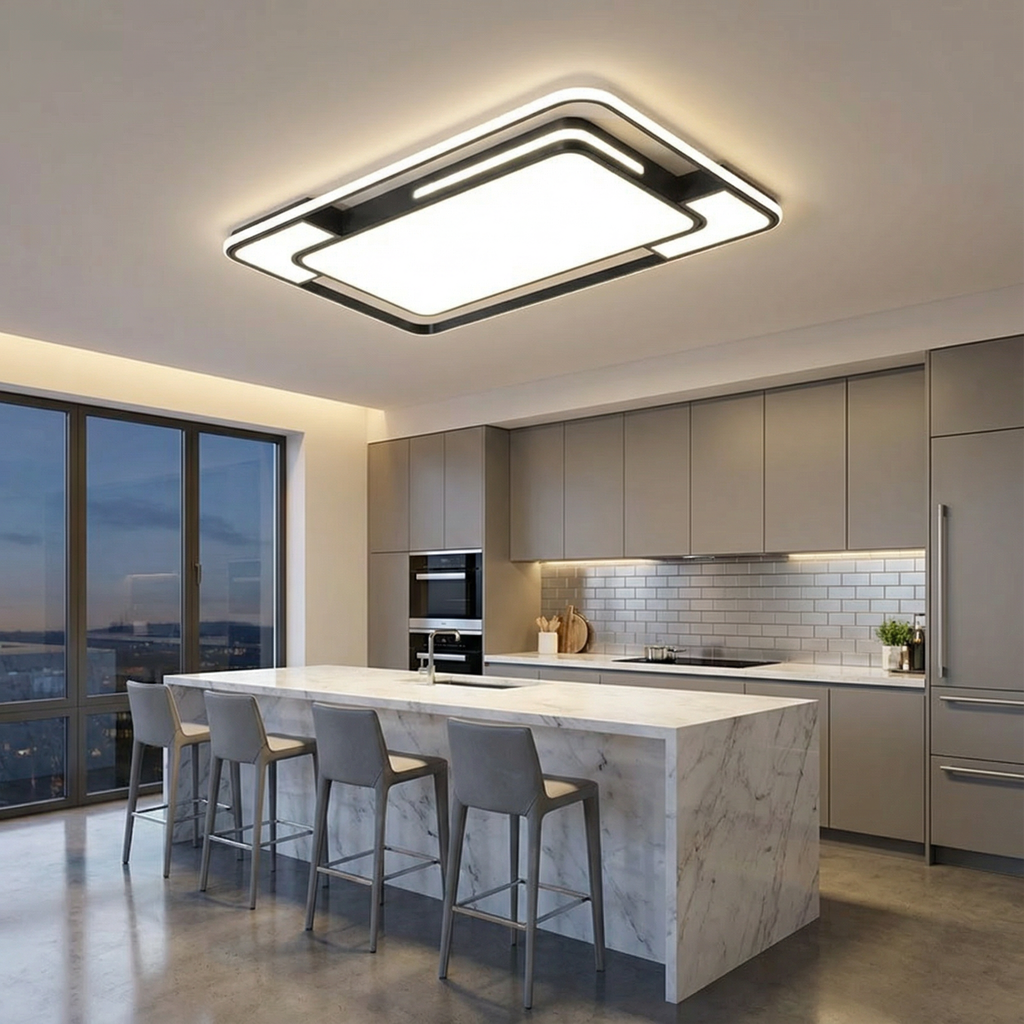 Modern Square Remote-Control LED Ceiling Lamp