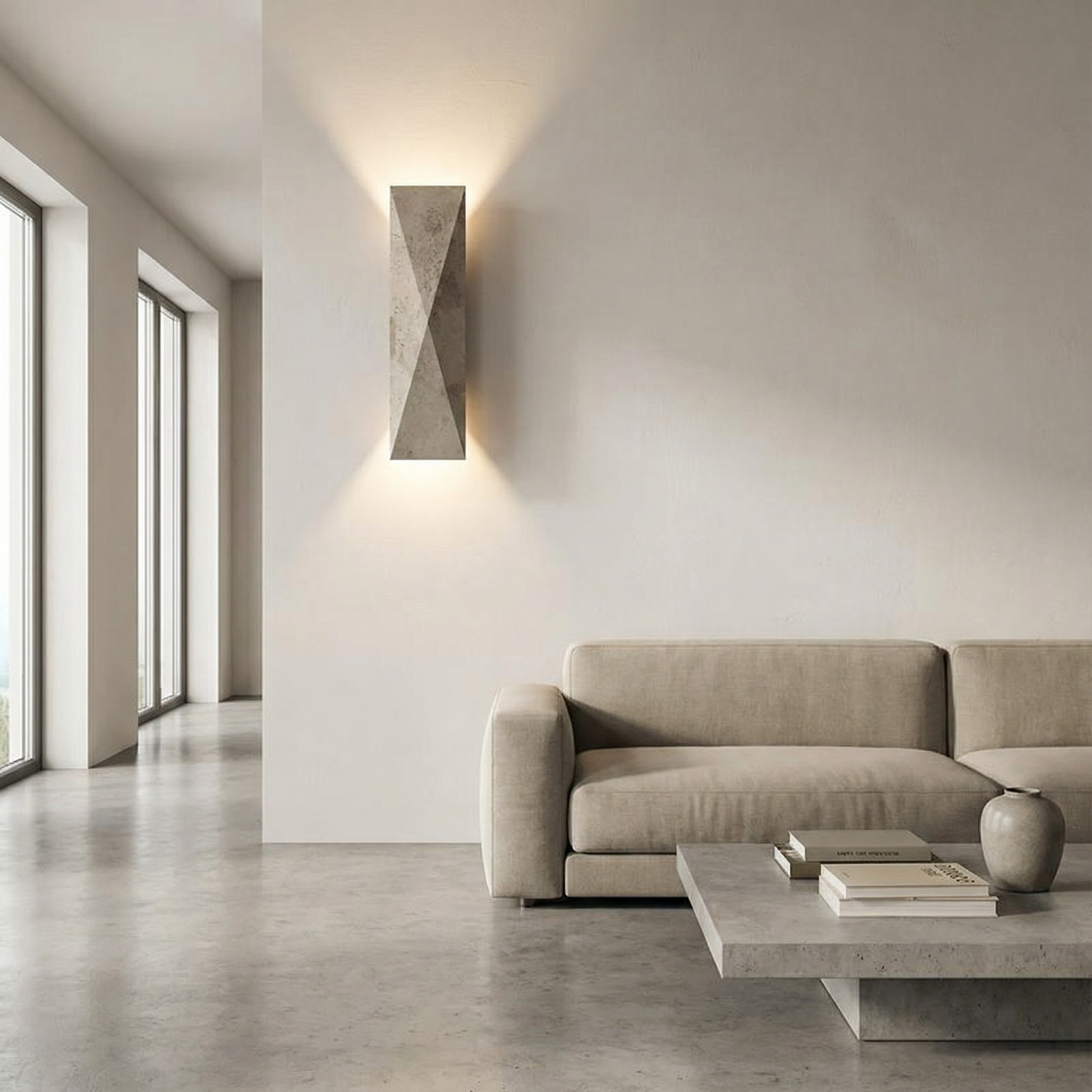 Indoor Japanese-Style Yellow Travertine LED Wall Lamp