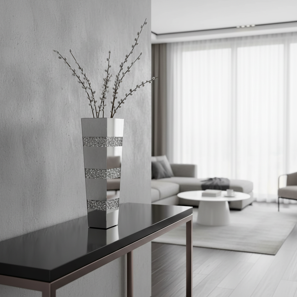 Large Crushed Diamond Glass Vase