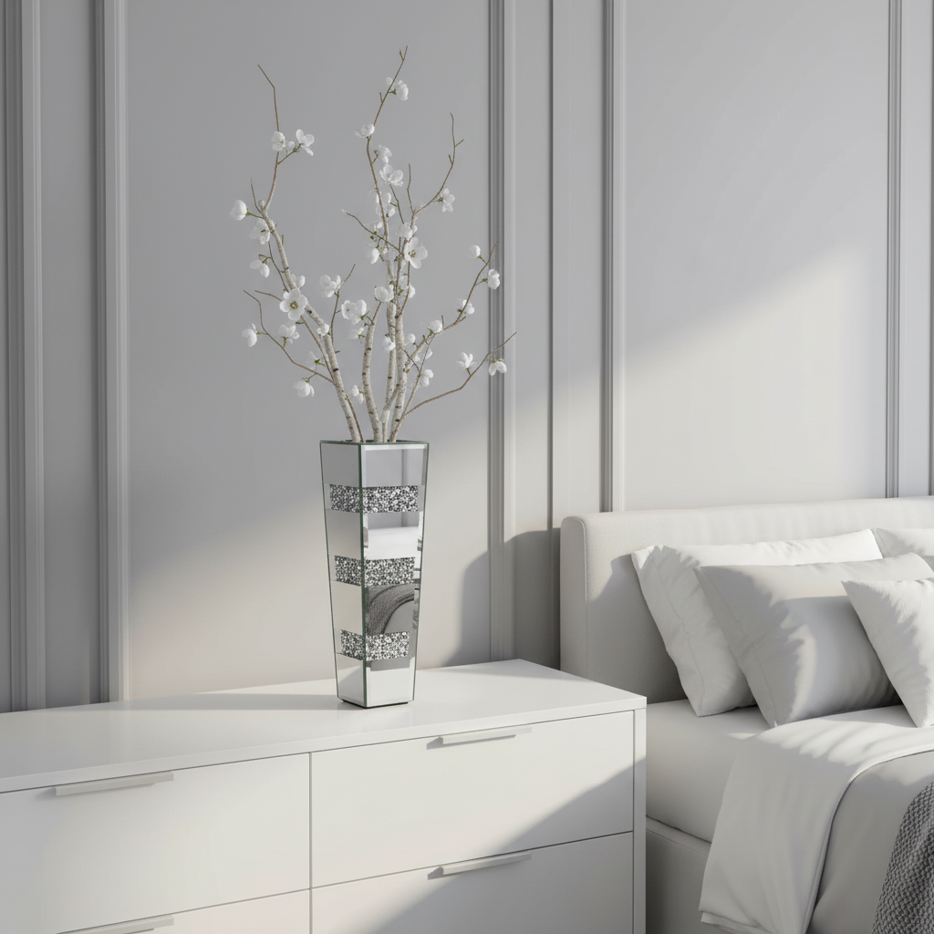 Large Crushed Diamond Glass Vase