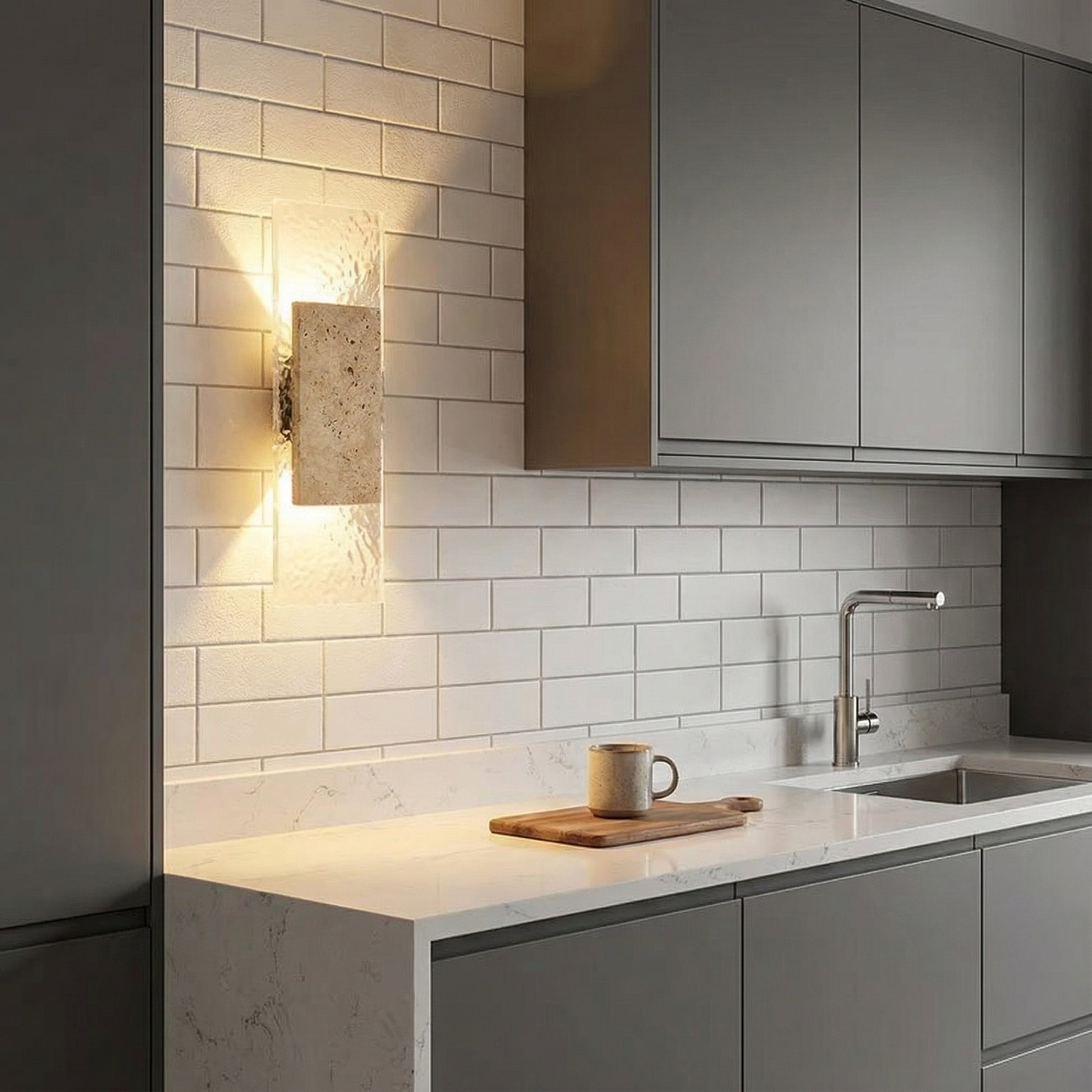 Modern Stone & Glass LED Wall Lamp — Interior Strip Accent Light