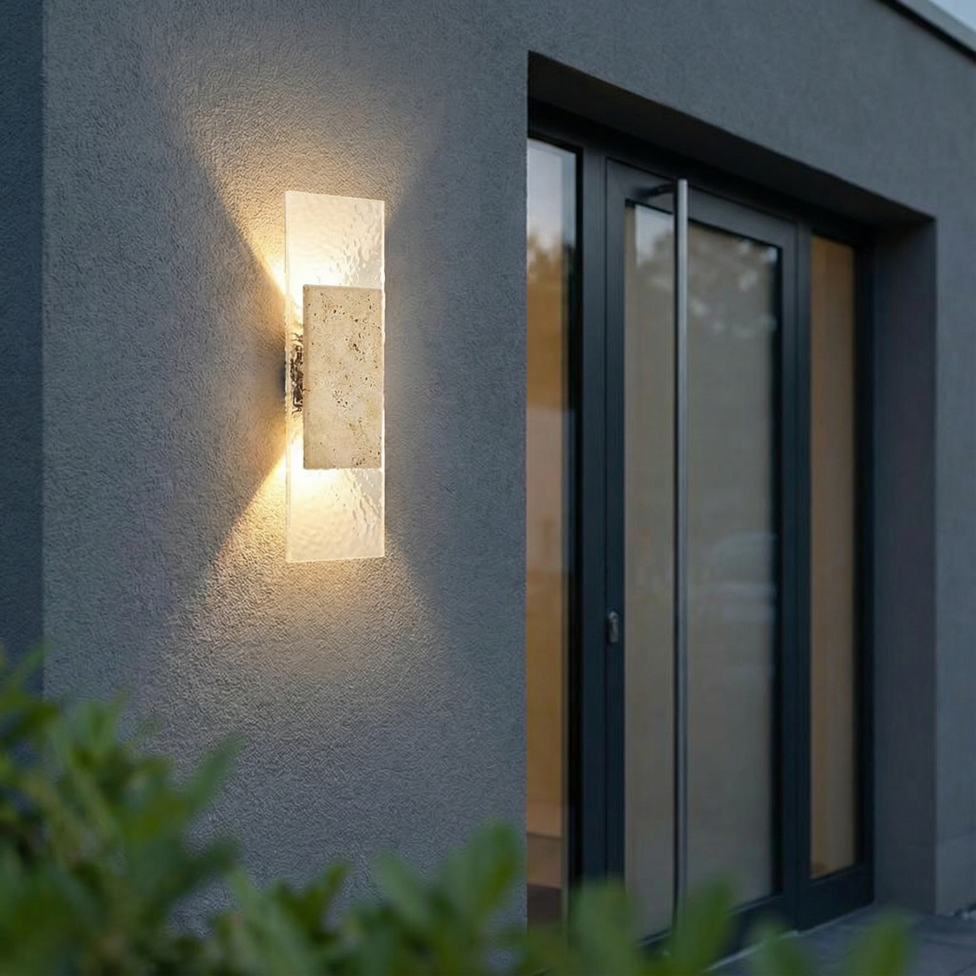 Modern Stone & Glass LED Wall Lamp - Outdoor Strip Accent Light