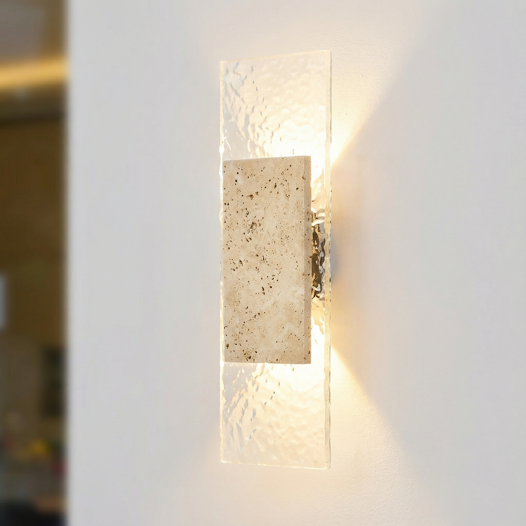 Modern Stone & Glass LED Wall Lamp - Outdoor Strip Accent Light