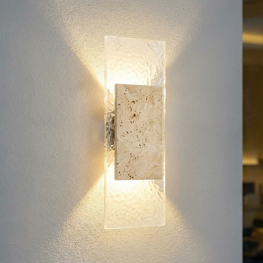 Modern Stone & Glass LED Wall Lamp - Outdoor Strip Accent Light