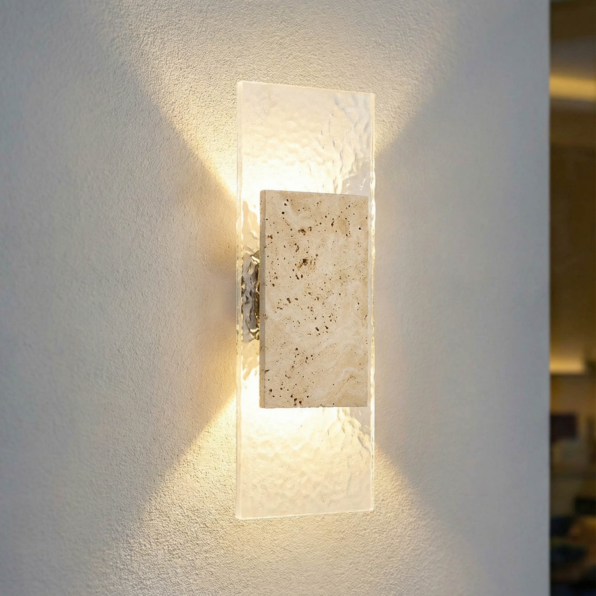 Modern Stone & Glass LED Wall Lamp - Outdoor Strip Accent Light