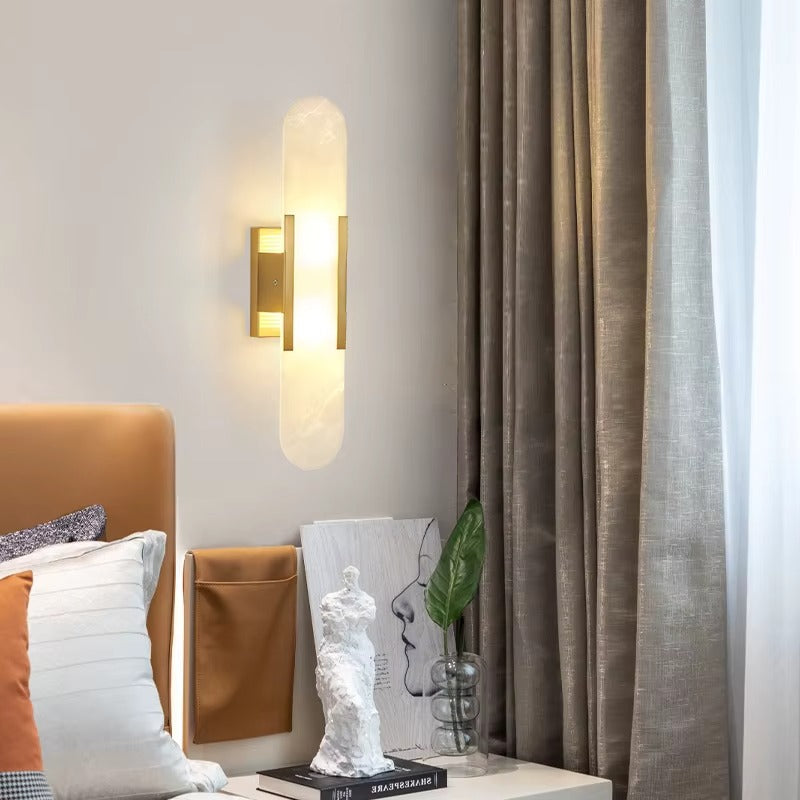 Modern Stone Wall Lamp — Elegant Marble Sconce for Bedroom & Living Room