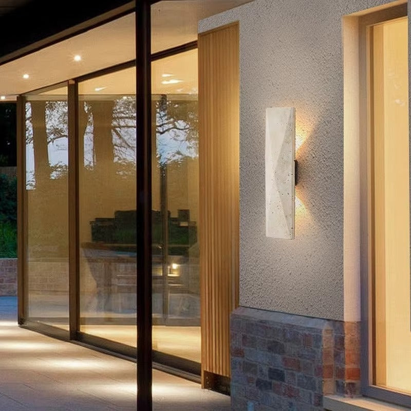 Japanese-Style Yellow Travertine LED Wall Lamp