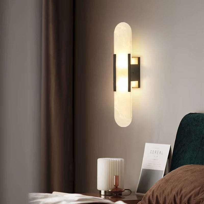 Modern Stone Wall Lamp — Elegant Marble Sconce for Bedroom & Living Room