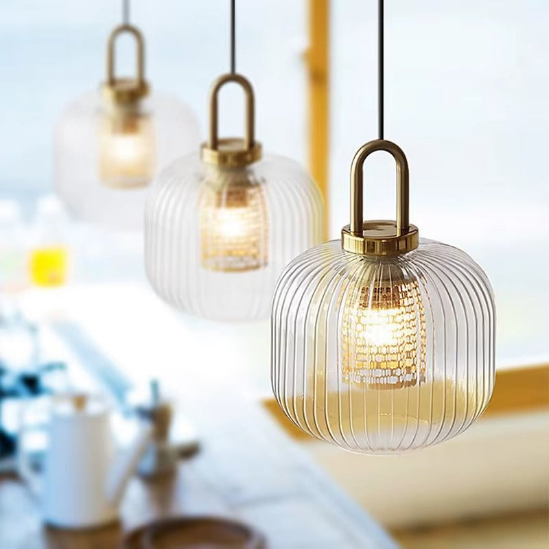 Modern Striped Glass Pendant — Single-Head Chandelier