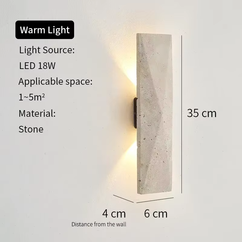 Indoor Japanese-Style Yellow Travertine LED Wall Lamp