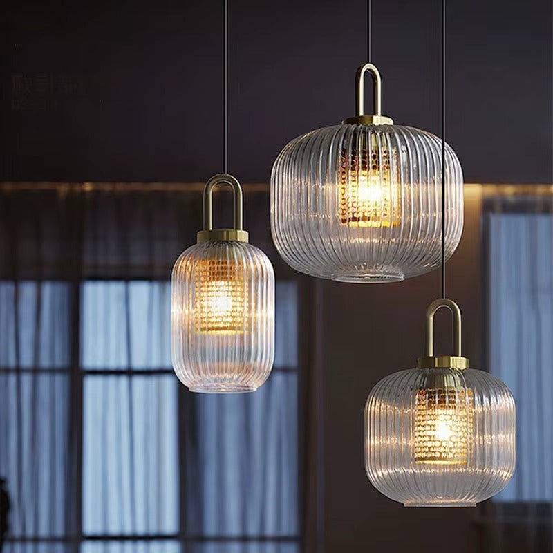 Modern Striped Glass Pendant — Single-Head Chandelier