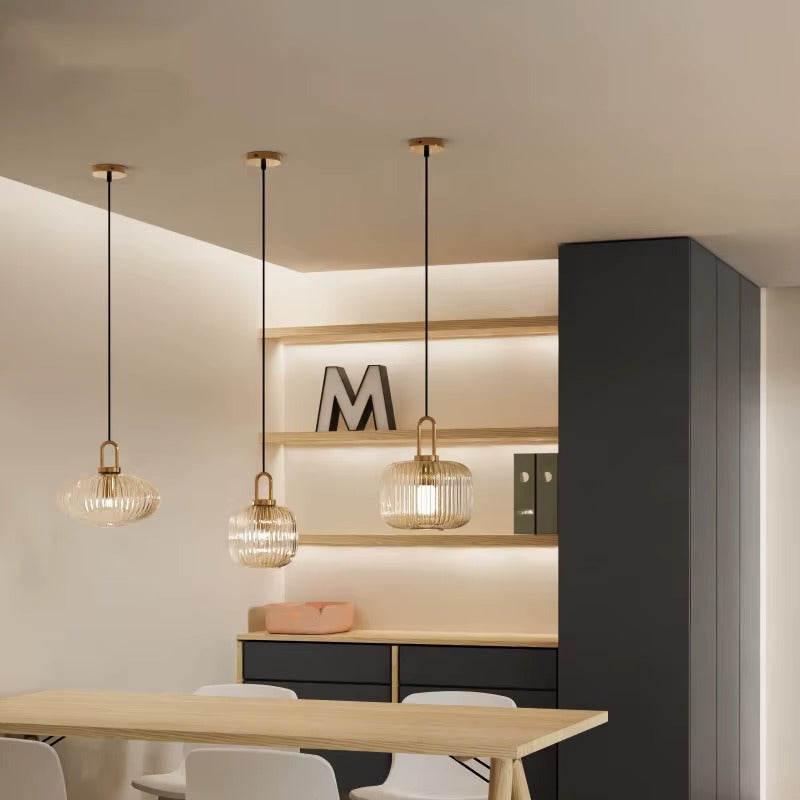 Modern Striped Glass Pendant — Single-Head Chandelier