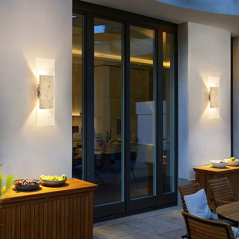 Modern Stone & Glass LED Wall Lamp - Outdoor Strip Accent Light