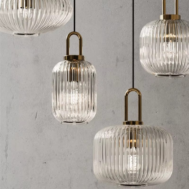 Modern Striped Glass Pendant — Single-Head Chandelier