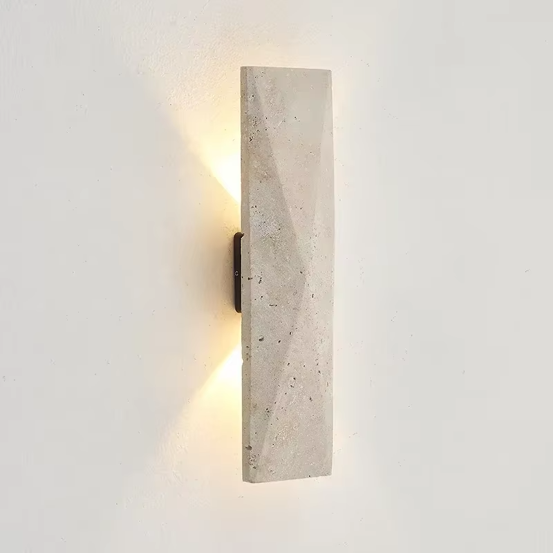 Indoor Japanese-Style Yellow Travertine LED Wall Lamp