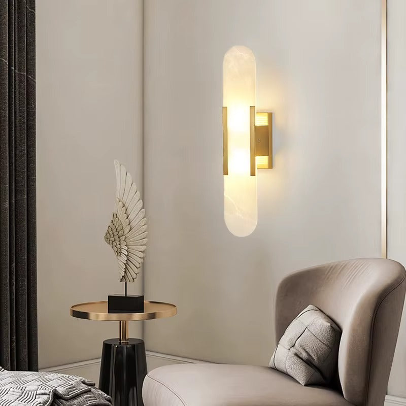 Modern Stone Wall Lamp — Elegant Marble Sconce for Bedroom & Living Room