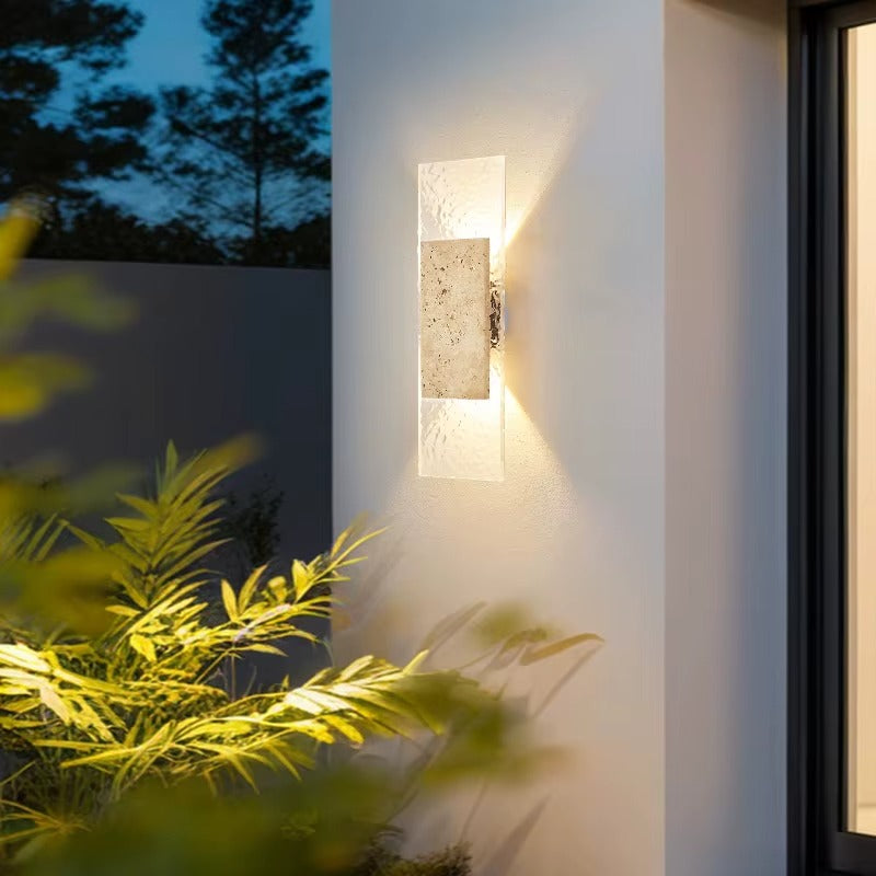 Modern Stone & Glass LED Wall Lamp - Outdoor Strip Accent Light