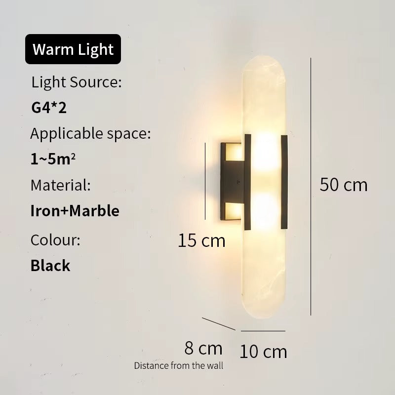 Modern Stone Wall Lamp — Elegant Marble Sconce for Bedroom & Living Room