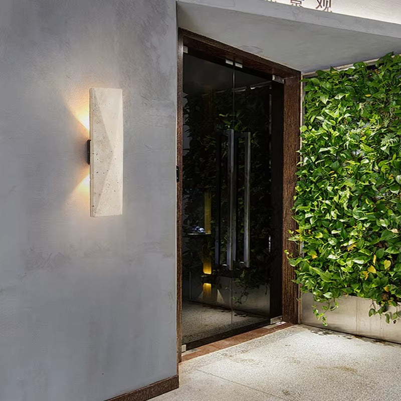 Japanese-Style Yellow Travertine LED Wall Lamp