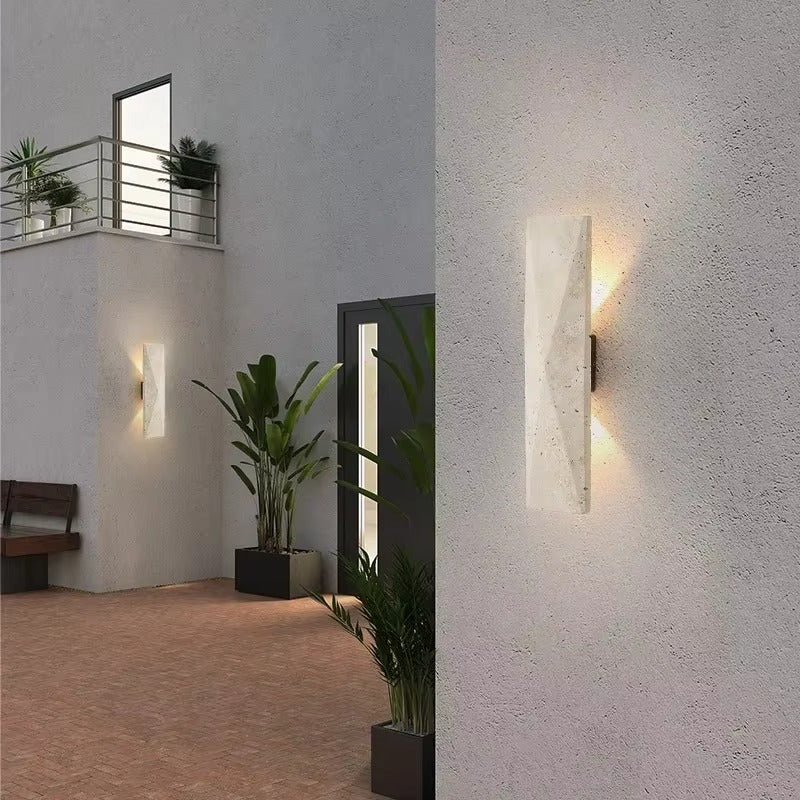 Japanese-Style Yellow Travertine LED Wall Lamp