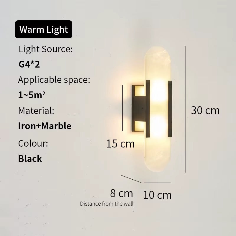 Modern Stone Wall Lamp — Elegant Marble Sconce for Bedroom & Living Room