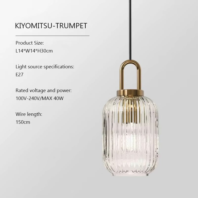 Modern Striped Glass Pendant — Single-Head Chandelier