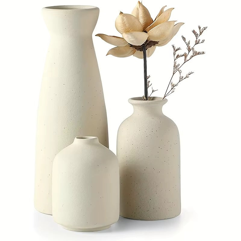 Set of 3 Rustic Ceramic Vase