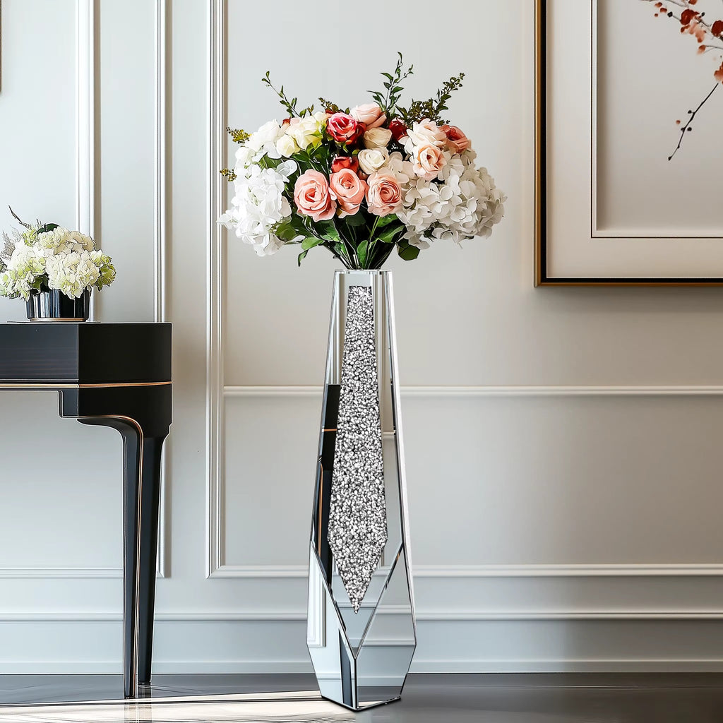 Large Crushed Diamond Glass Vase